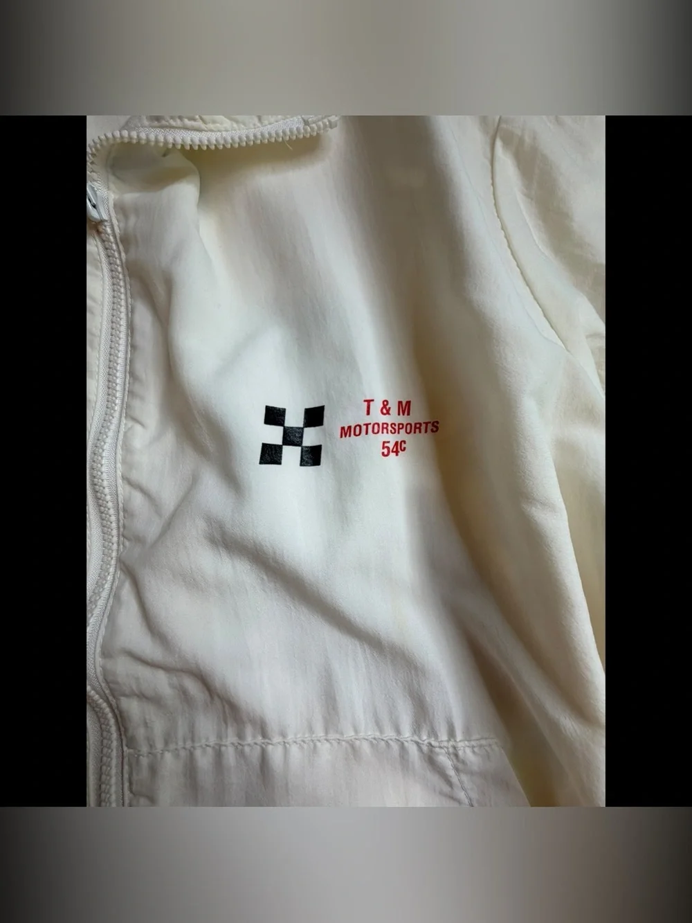 Vintage 80s T&M Motorsports Windbreaker Jacket White Size Large Four Seasons